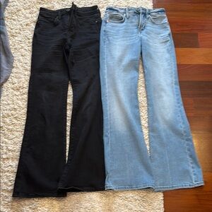 Women’s LC Lauren Conrad Super high waisted flare jeans - Black and Light Blue 0